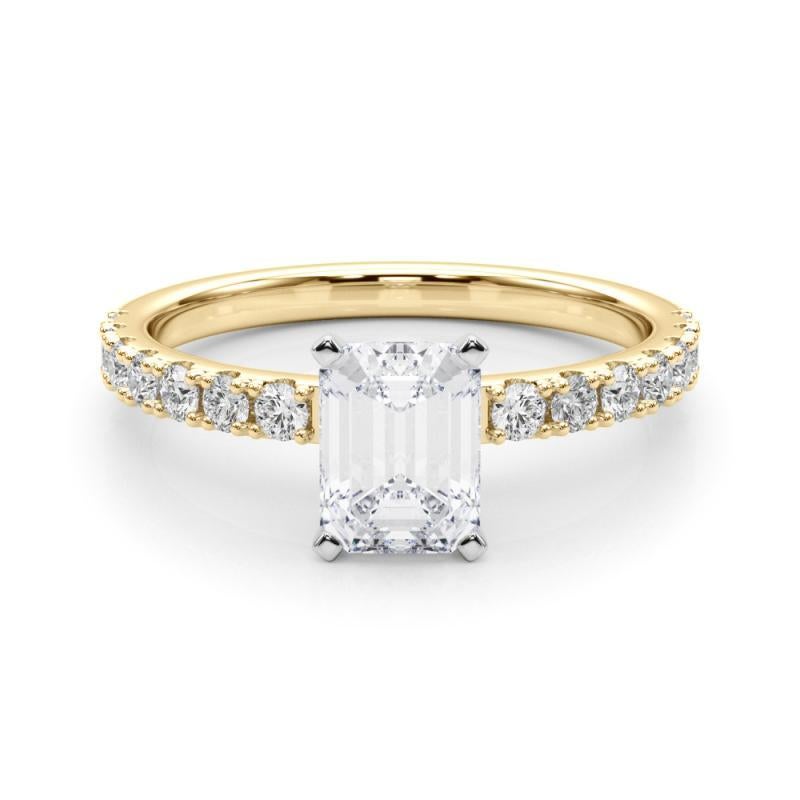 GIA 1.51ct Emerald Solitaire with Half Eternity 18K Yellow Gold Diamond Ring