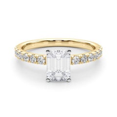 GIA 1.51ct Emerald Solitaire with Half Eternity 18K Yellow Gold Diamond Ring