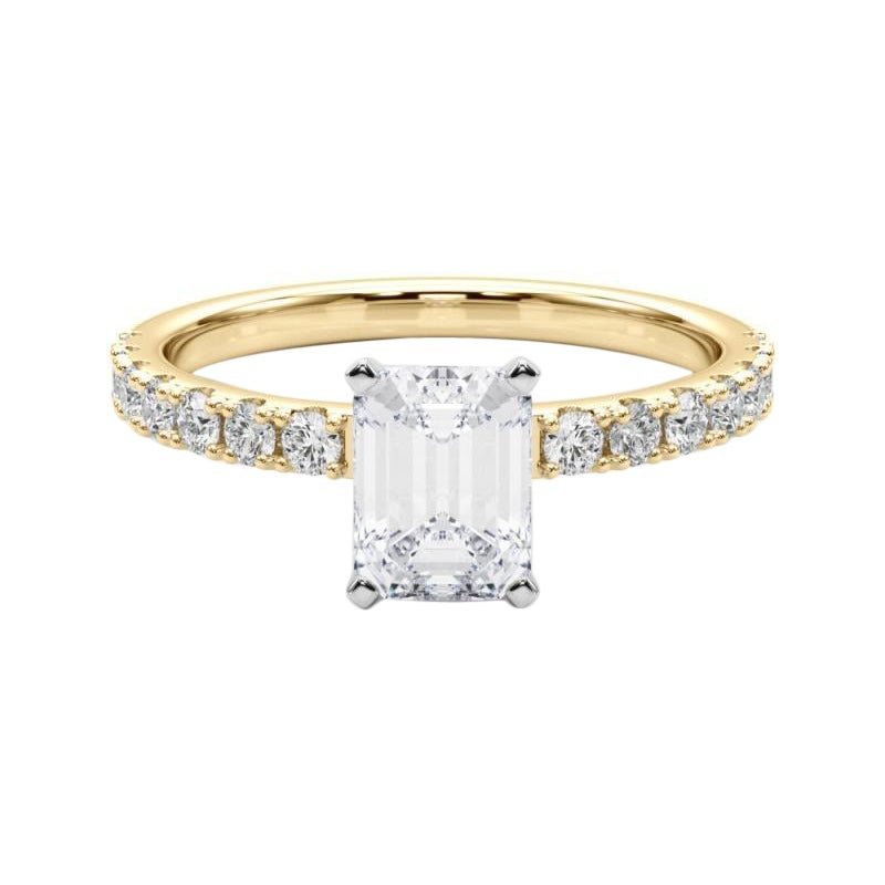 GIA 1.51ct Emerald Solitaire with Half Eternity 18K Yellow Gold Diamond Ring