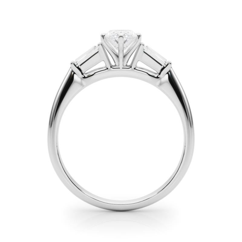 GIA 1,51ct Marquise Three-Stone Tapered Baguette Anello di diamanti in oro bianco 18K In condizioni Nuovo in vendita a New York, NY