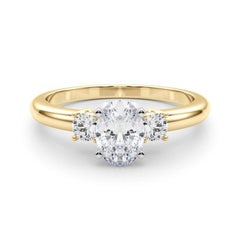 GIA 1,51ct Ovale a 3 pietre Passato, Presente e Futuro Anello con diamanti in oro giallo 18K