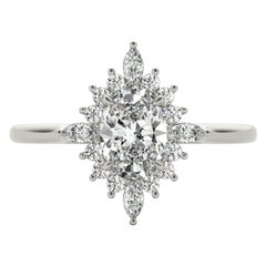 GIA 1.51ct Ovale Marquise Flower Halo Cluster  Anello con diamante