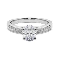 GIA 1.51ct Oval Princess Channel Solitaire Center White Gold Diamond Ring
