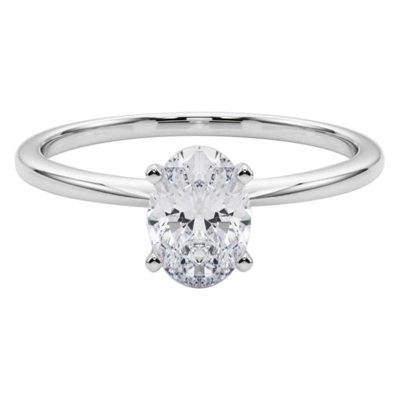GIA 1.51ct Oval Prong Set Solitaire Slim Band  Bague en diamant