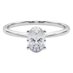 GIA 1.51ct Oval Prong Set Solitaire Slim Band  Bague en diamant