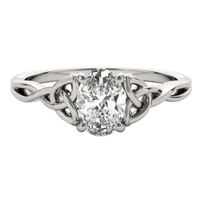 GIA 1.51ct Solitario ovale traforato Nodo Celtico  Anello con diamante