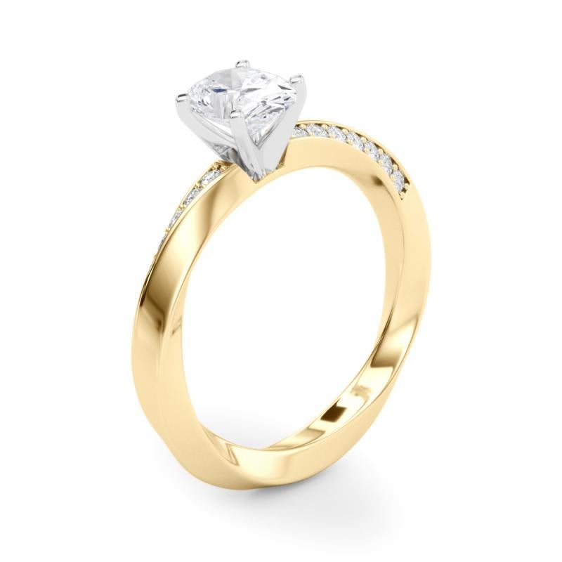 GIA 1,51ct Solitario ovale a fascia quadrata ritorta in oro giallo 18 carati in vendita 1