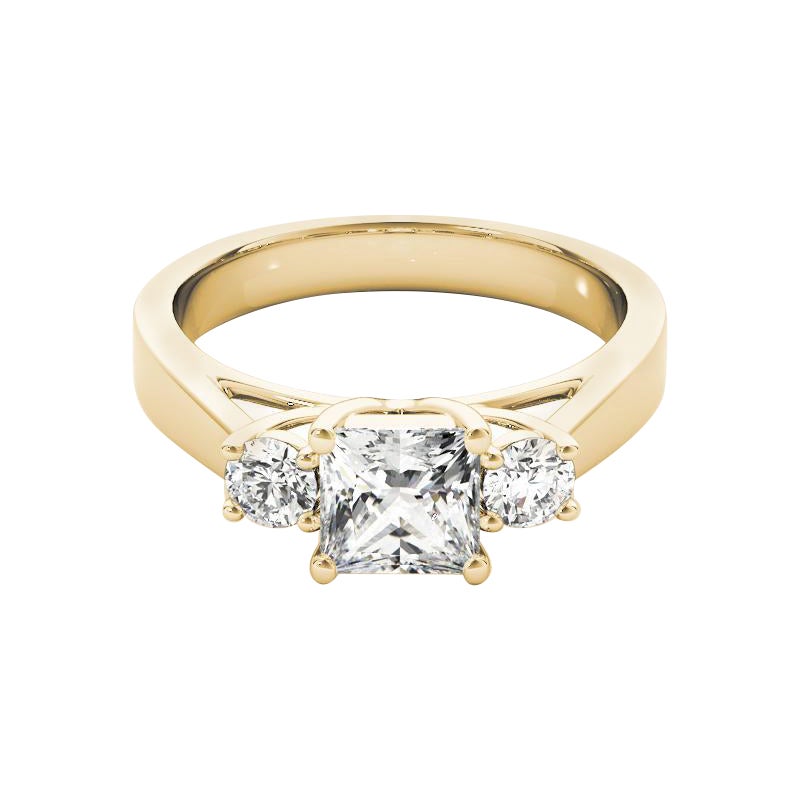 GIA 1.51ct Princess 3-Stone Past, Present & Future 18K Yellow Gold Diamond Ring