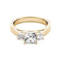 GIA 1.51ct Princess 3-Stone Past, Present & Future 18K Yellow Gold Diamond Ring