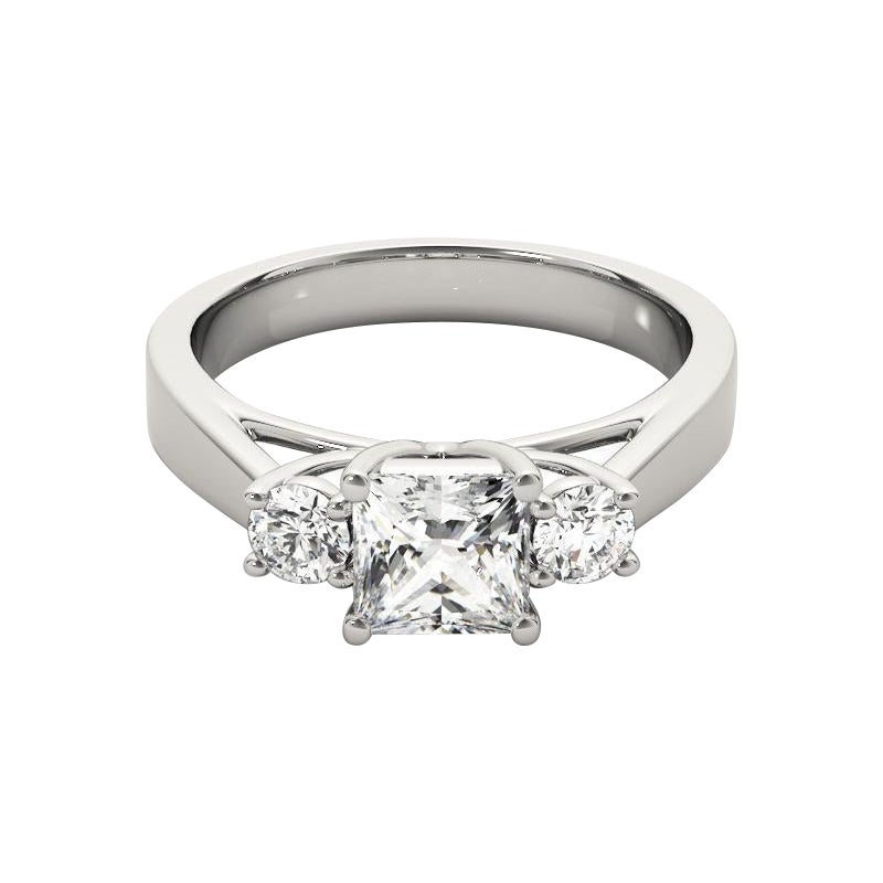GIA 1,51ct Princess 3-Stone Passato, presente e futuro  Anello con diamante