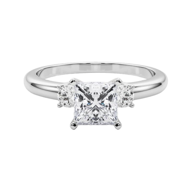 GIA 1,51ct Princess 3-Stone Passato, presente e futuro  Anello con diamante in vendita