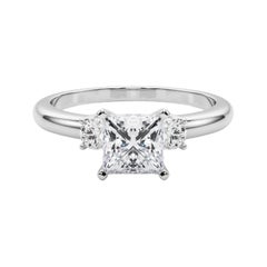 GIA 1.51ct Princess 3-Stone Past, Present & Future  Diamond Ring