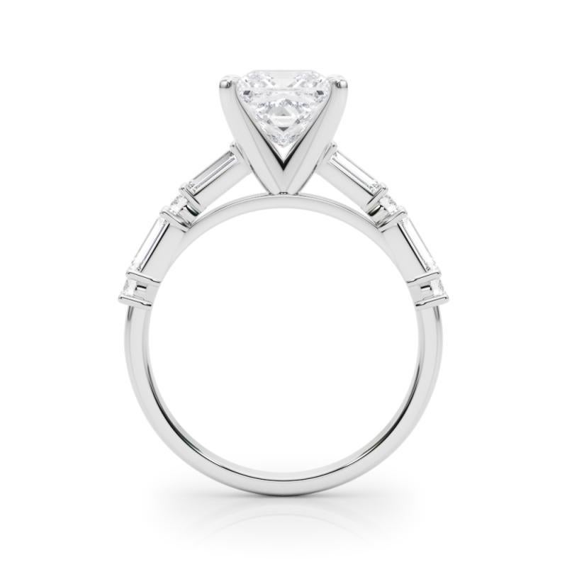 GIA 1.51ct Princess Round & Baguette Channel Band Bague diamant en or blanc 18K Neuf - En vente à New York, NY