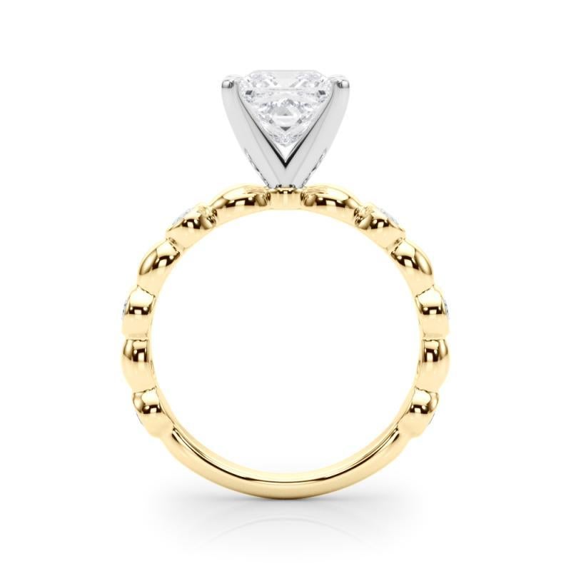 GIA 1,51ct Prinzessin Seite Stein Lünette Band Solitär Gelbgold Diamantring im Zustand „Neu“ im Angebot in New York, NY