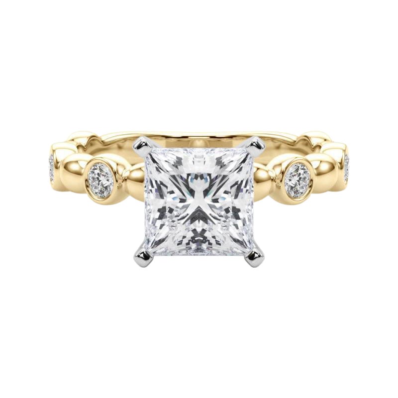 GIA 1,51ct Principessa pietra laterale castone fascia solitario oro giallo anello di diamanti