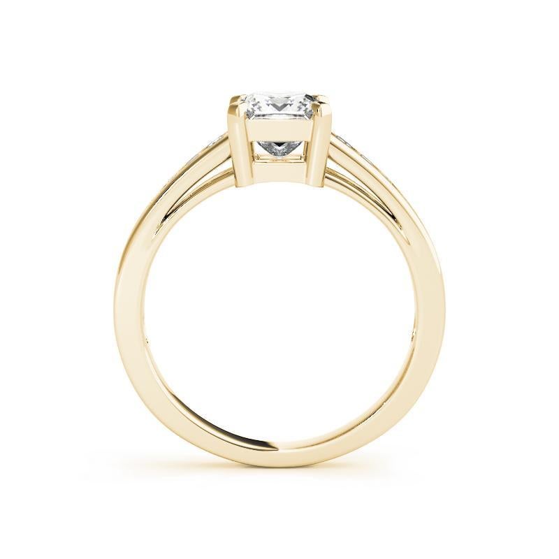 GIA 1.51ct Princess Single Row Channel Set Cathedral Yellow Gold Diamond Ring (Bague en or jaune cathédrale avec diamant) Neuf - En vente à New York, NY