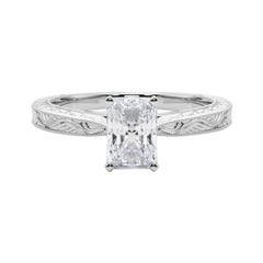GIA 1.51ct Radiant Classic Solitaire Antique Engraved Diamond Ring