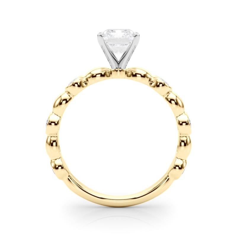 GIA 1.51 ct Piedra lateral radiante Banda de bisel Solitario Anillo de diamantes de oro amarillo en Nuevo estado para la venta en New York, NY