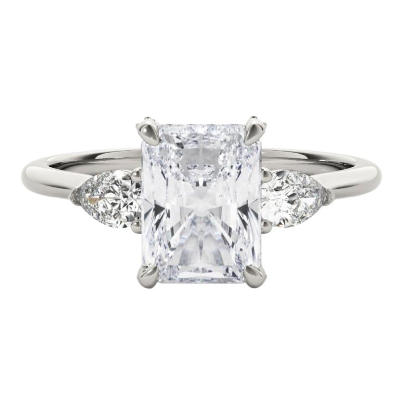 GIA 1,51ct Radiant Drei-Stein dekoriert Galerie 18K Weißgold Diamantring