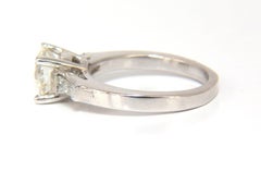 GIA 1.51ct. Round Brilliant Excellent cut diamond & .30ct baguette ring Platinum