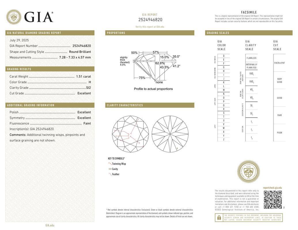 Contemporain GIA 1.51ct Round Crossover Double Band Vintage  Bague en diamant en vente