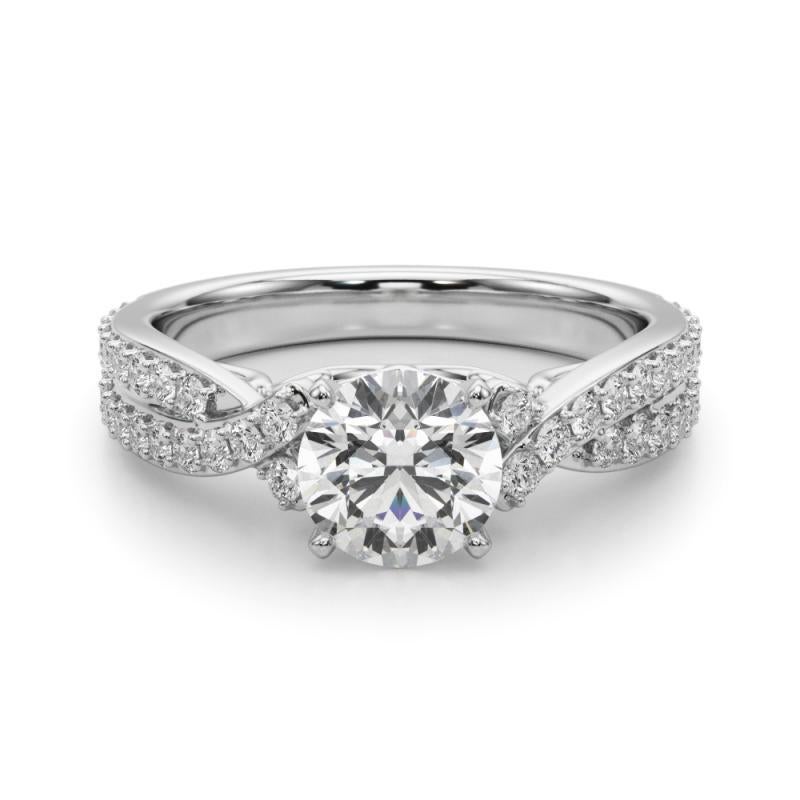 GIA 1.51ct Round Crossover Double Band Vintage  Bague en diamant Neuf - En vente à New York, NY