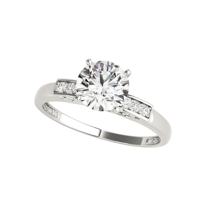 GIA 1.51ct Round Decorated Gallery Princess Channel White Gold Diamond Ring