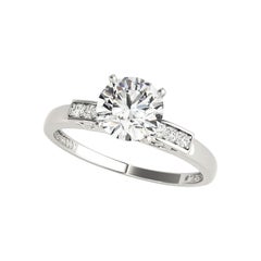 GIA 1.51ct Round Decorated Gallery Princess Channel White Gold Diamond Ring