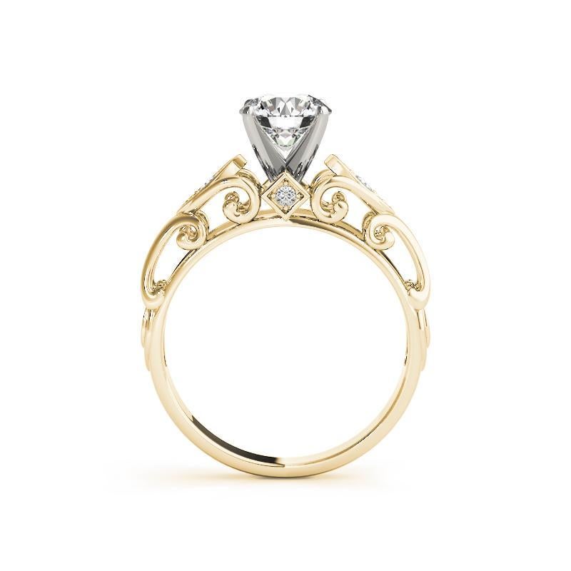 GIA 1,51ct Anello con diamante rotondo a filigrana in oro giallo vintage In condizioni Nuovo in vendita a New York, NY