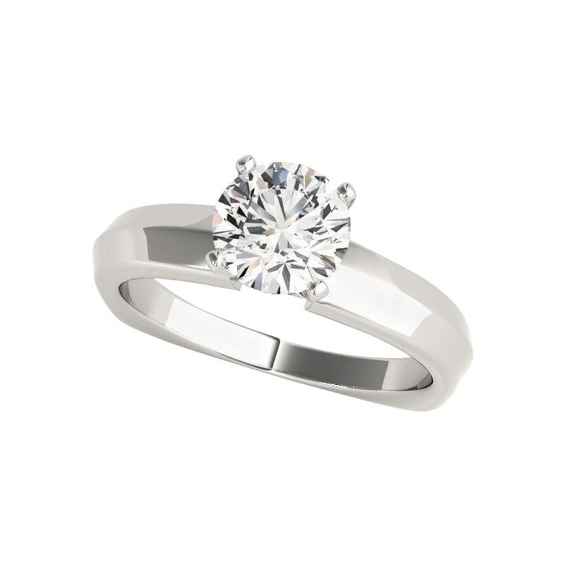 GIA 1,51ct Solitario rotondo con gambo smussato in oro bianco 18 carati