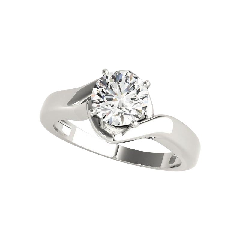 GIA 1,51ct Solitario rotondo contemporaneo Anello con diamanti a spirale in oro bianco 18 carati