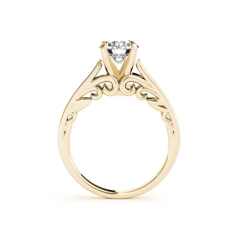 Taglio rotondo GIA 1,51ct Anello con diamante rotondo vintage a spirale in oro giallo della cattedrale in vendita
