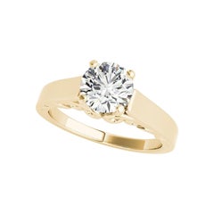 GIA 1,51ct Anello con diamante rotondo vintage a spirale in oro giallo della cattedrale
