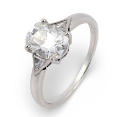 Bague de fiançailles en platine avec un diamant coussin de 1,52 carat de taille brillante GIA
