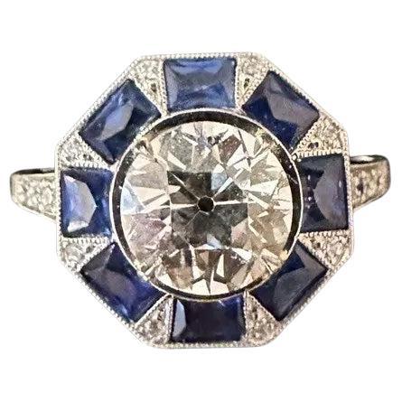 Diamant GIA de 1,52 carat de taille européenne dans une monture vintage en platine en vente