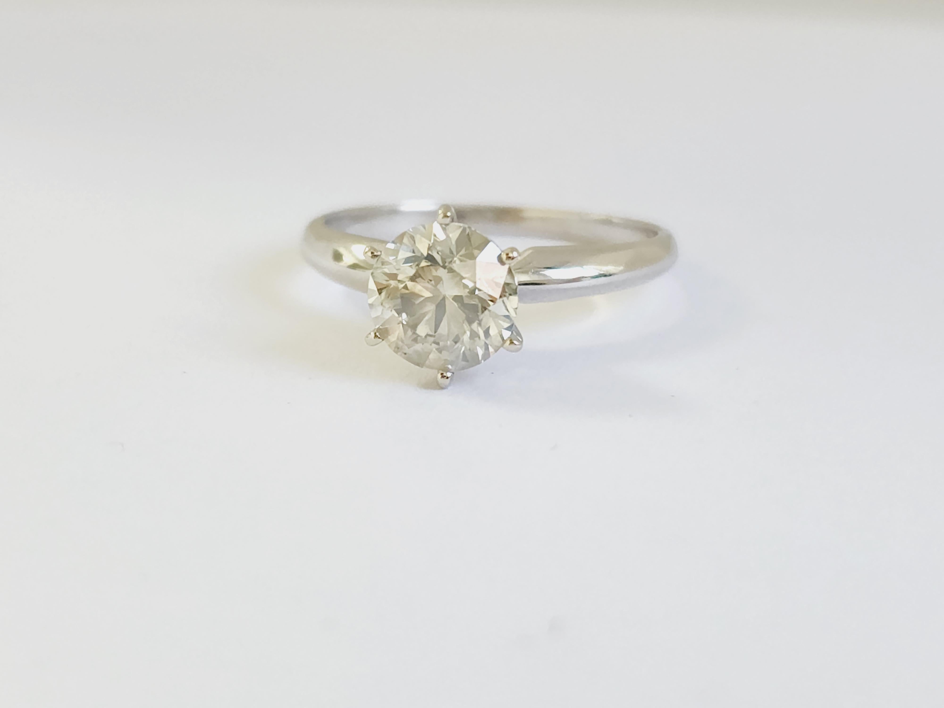 GIA 1.52 Carat Natural Fancy Light Grey Round Diamond Ring 14 Karat White Gold In New Condition In Great Neck Plaza, NY