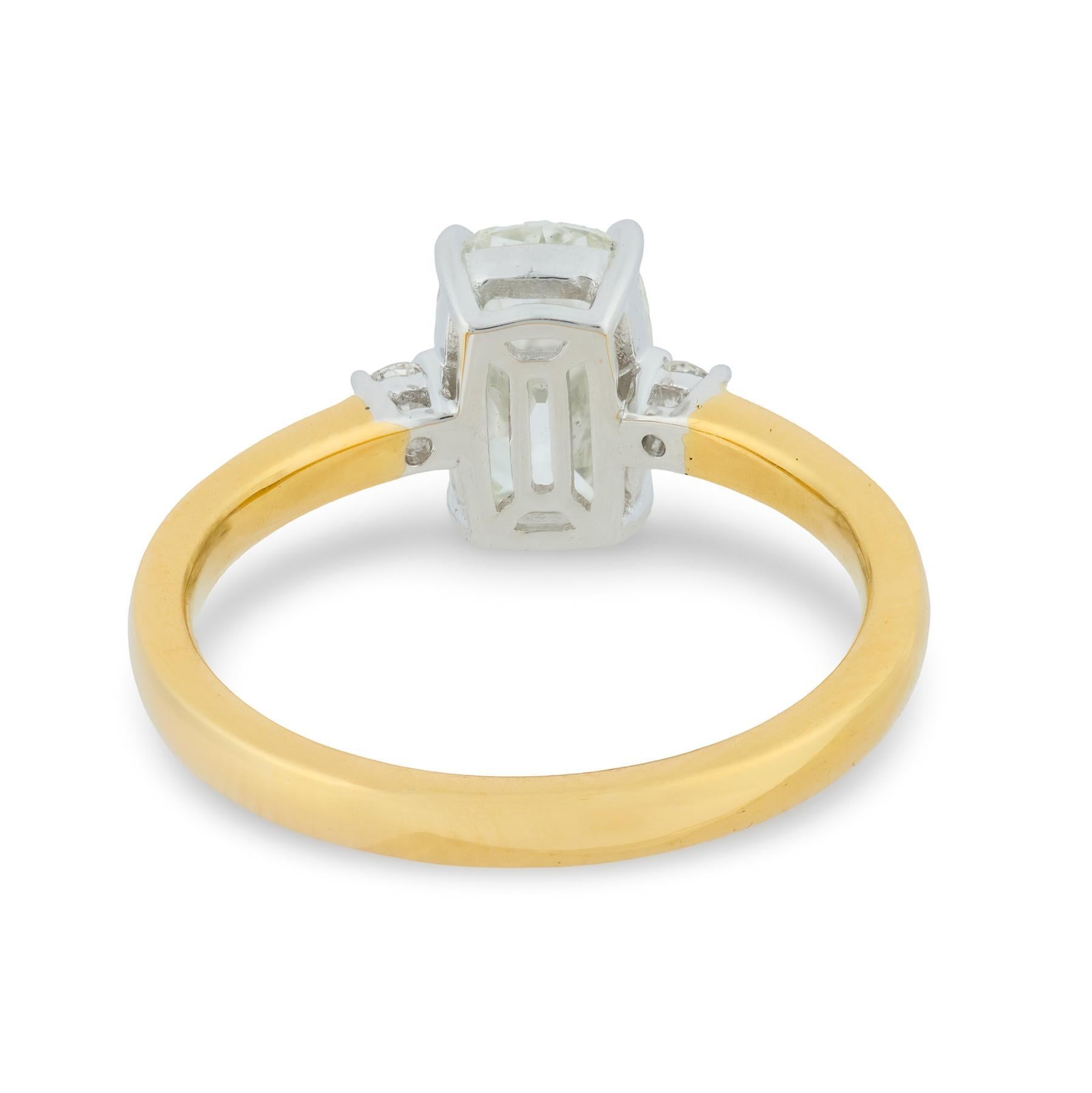 Bague de fiançailles en or 18k GIA 1,52 carat diamant taille mine ancienne Bon état - En vente à Beverly Hills, CA