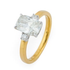 Bague de fiançailles en or 18k GIA 1,52 carat diamant taille mine ancienne