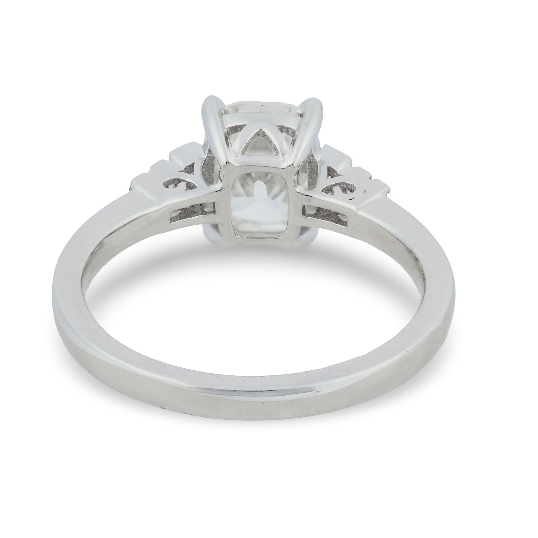 Bague de fiançailles en or blanc 18k GIA 1,52 carat diamant taille mine ancienne Pour femmes en vente