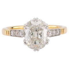 GIA Anello di fidanzamento in oro giallo 18K con diamante Old Mine da 1,52 carati