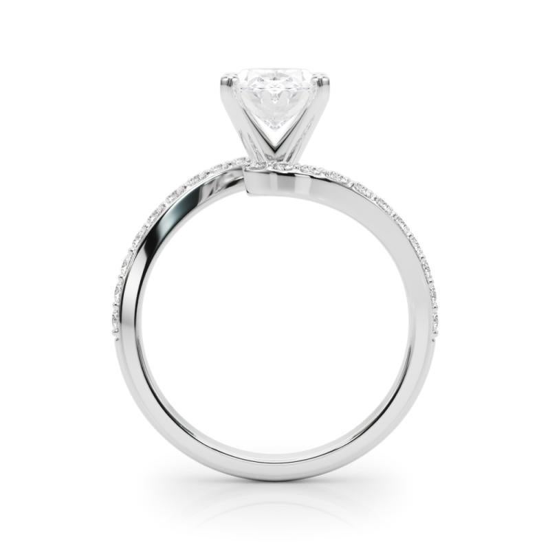 GIA 1,52 Karat Oval gewölbt Bypass Pave-Schaft  Diamantring im Zustand „Neu“ im Angebot in New York, NY