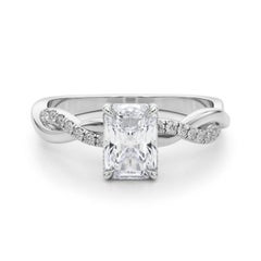 GIA 1.52 Karat Pave Entwined Nature Band Radiant  Diamantring