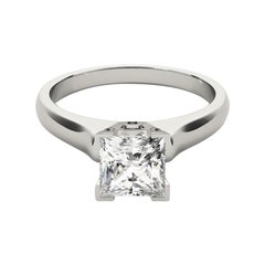 GIA 1.52 Carat Princess Solitaire Modern 4-Prong 18K White Gold Diamond Ring