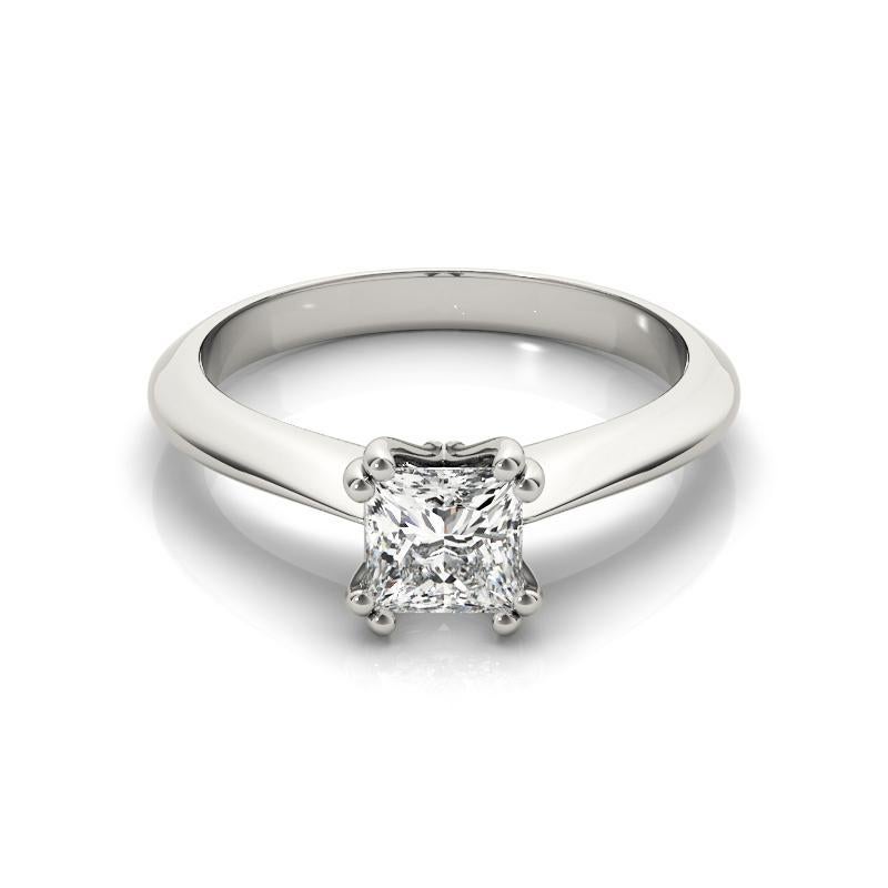 GIA 1,52 Karat Prinzessin Solitär Tulip Cathedral 18K Weißgold Diamantring (Carréschliff) im Angebot