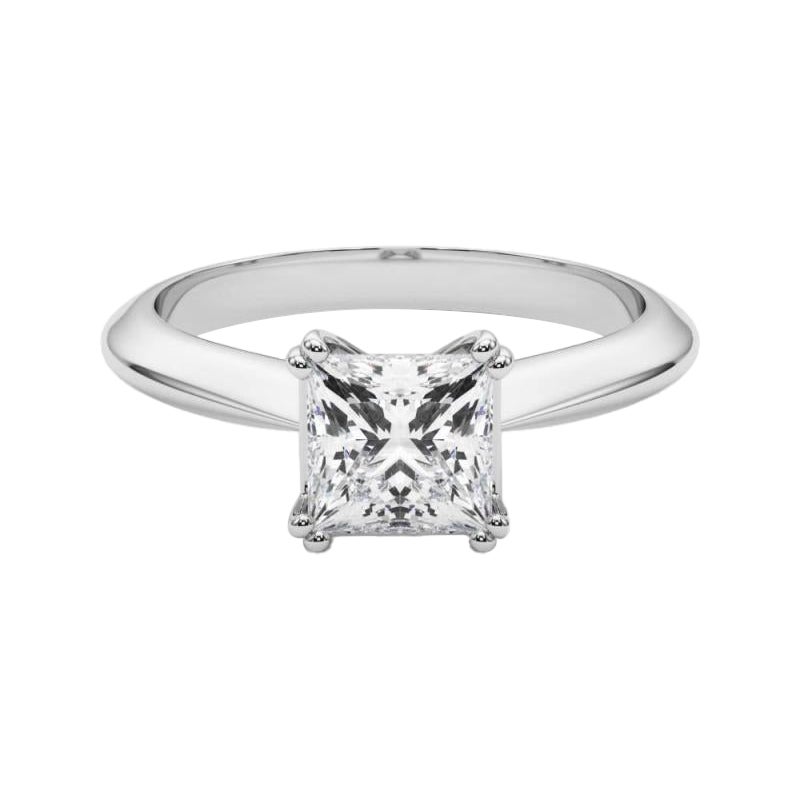 GIA 1.52 Quilates Anillo de Diamantes Solitario Princesa Tulipán Catedral Oro Blanco 18K