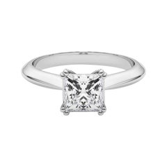 GIA 1.52 Quilates Anillo de Diamantes Solitario Princesa Tulipán Catedral Oro Blanco 18K