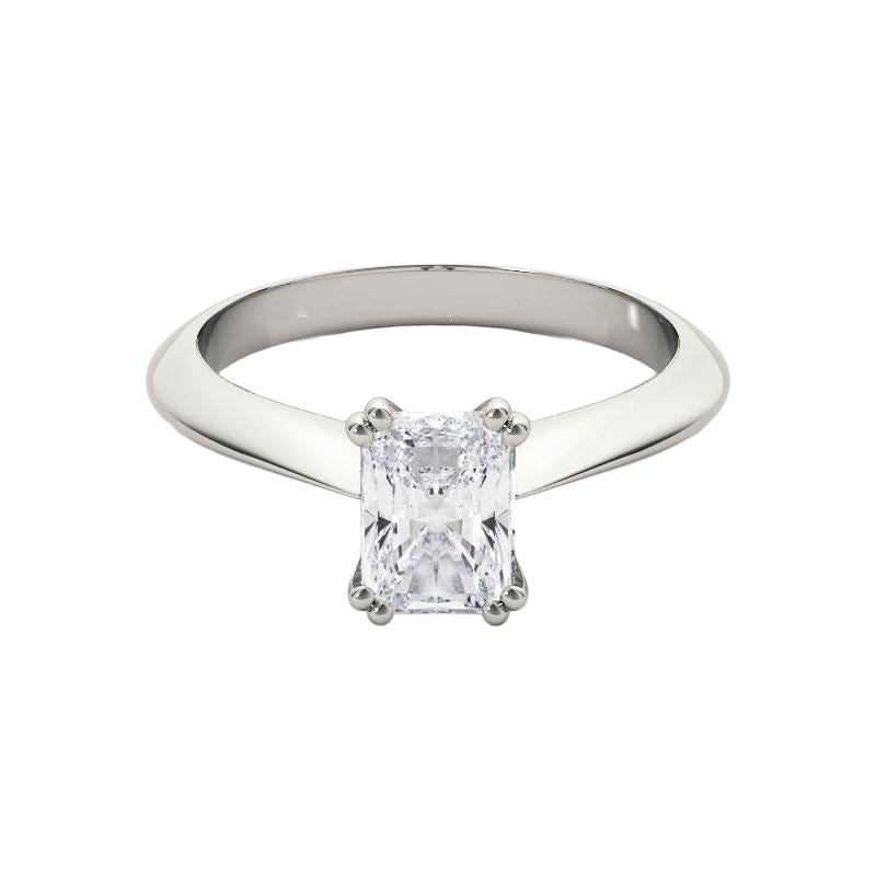 GIA 1,52 quilates Anillo de diamantes radiante solitario tulipán catedral de oro blanco de 18 quilates
