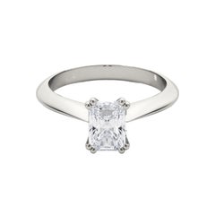 GIA 1,52 quilates Anillo de diamantes radiante solitario tulipán catedral de oro blanco de 18 quilates