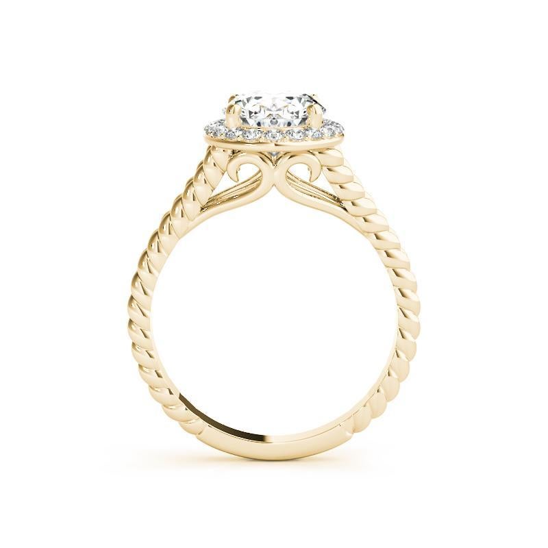GIA 1.52 Carat Twisted Rope Split Shank Oval Halo 18K Yellow Gold Diamond Ring Neuf - En vente à New York, NY