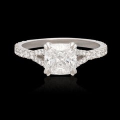 GIA 1.52-Cts. F/If Cushion Diamond & Platinum Engagement Ring